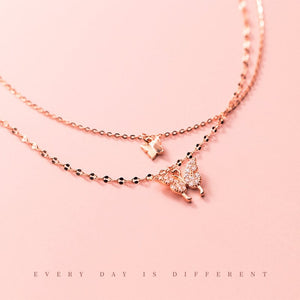 Butterfly Charm Double Chain Necklace