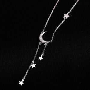 Moon Star Layering Tassel Y Necklace