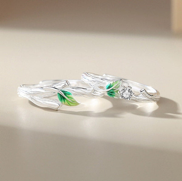 Branch Leaf Couple Matching Ring
