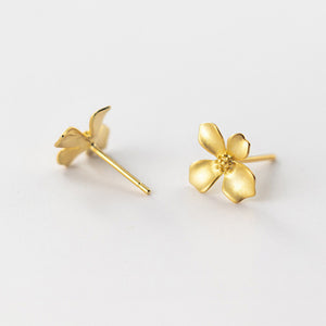 Gold Flower Petal Statement Stud Earrings
