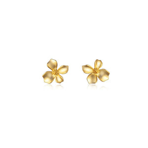 Gold Flower Petal Statement Stud Earrings