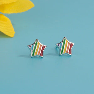 Rainbow LGBTQ Pride Heart Star Earrings