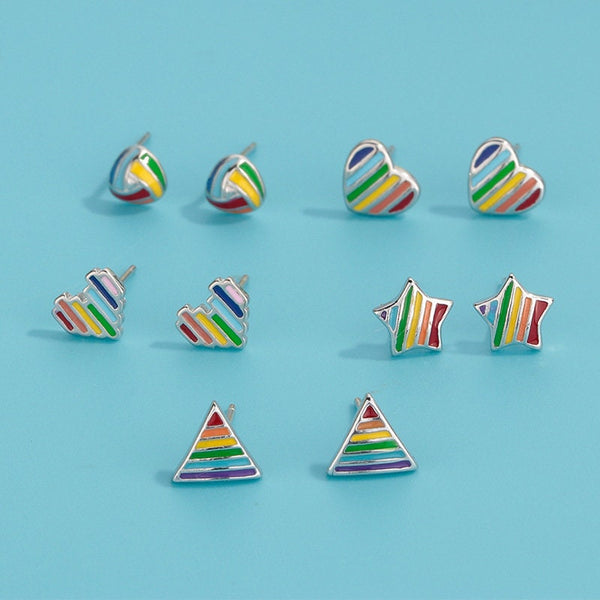 Rainbow LGBTQ Pride Heart Star Earrings