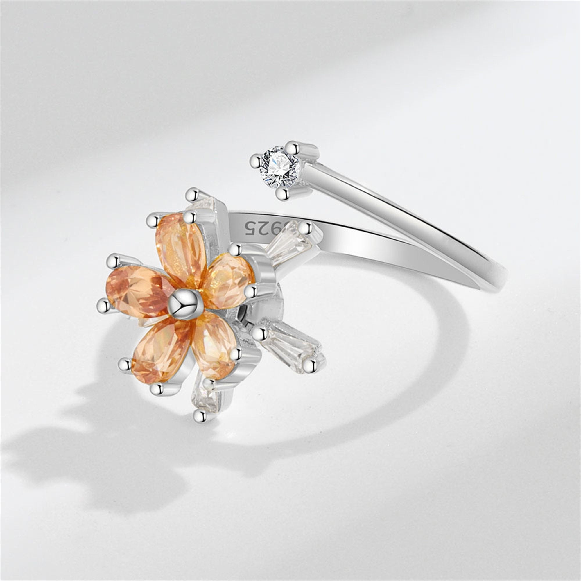 Orange Flower Anxiety Fidget Spinner Ring