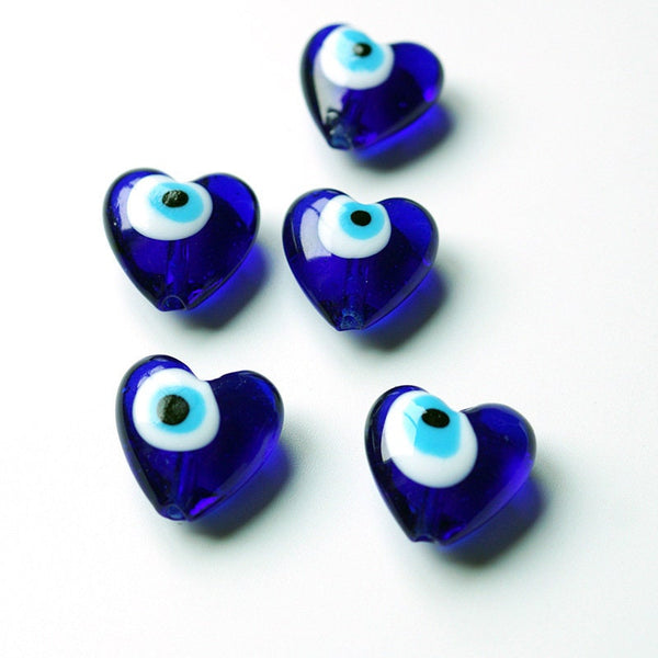 Blue Turkish Evil Eye Heart Charm