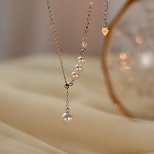 Elegant Pearl Charm Pendant Y Necklace