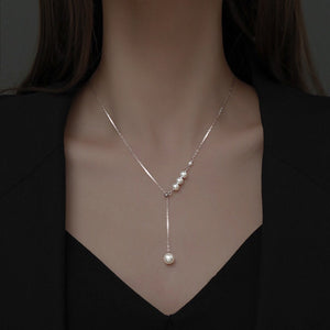 Elegant Pearl Charm Pendant Y Necklace