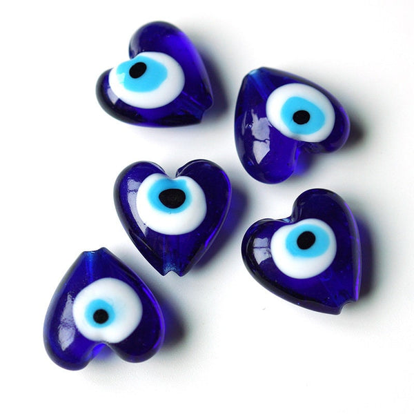 Blue Turkish Evil Eye Heart Charm