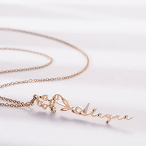 Custom Name Birth Flower Pendant Necklace