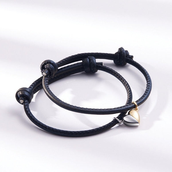 Magnetic Heart Leather Couple Bracelet