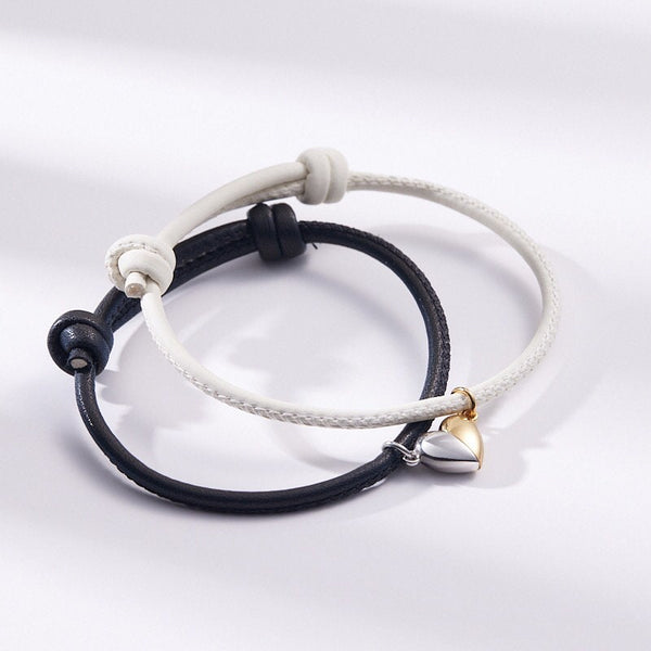 Magnetic Heart Leather Couple Bracelet
