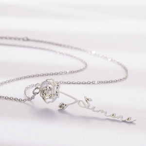 Custom Name Birth Flower Pendant Necklace