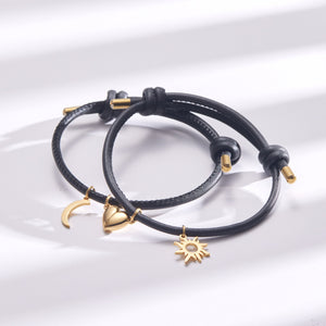 Magnetic Heart Sun Moon Couple Rope Bracelet