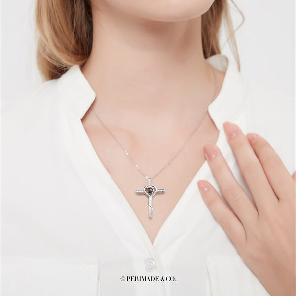 Custom Cross Photo Projection Necklace