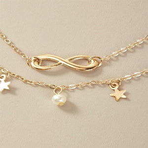 Infinity Star Pearl Double Chain Beach Anklet - Perimade & Co.
