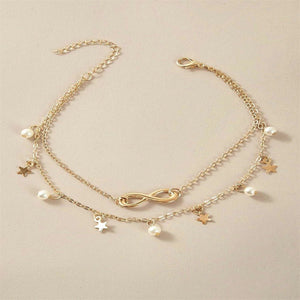 Infinity Star Pearl Double Chain Beach Anklet - Perimade & Co.