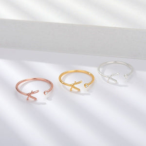 Initial Letter Stacking Thin Band Ring - Perimade & Co.
