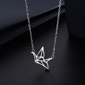 Japanese Orizuru Paper Crane Bird Necklace - Perimade & Co.