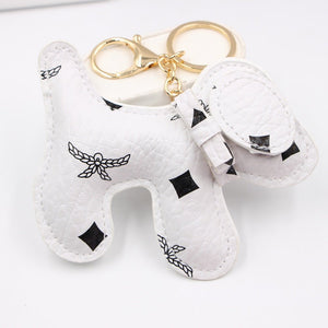 Leather Puppy Dog Car Bag Charm Keychain - Perimade & Co.
