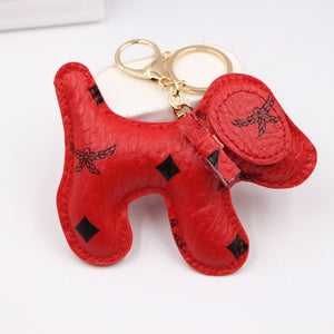 Leather Puppy Dog Car Bag Charm Keychain - Perimade & Co.