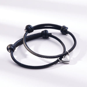Magnetic Heart Leather Couple Bracelet - Perimade & Co.