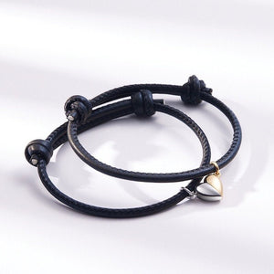 Magnetic Heart Leather Couple Bracelet - Perimade & Co.