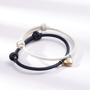 Magnetic Heart Leather Couple Bracelet - Perimade & Co.