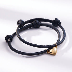 Magnetic Heart Leather Couple Bracelet - Perimade & Co.