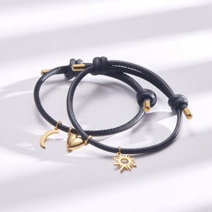 Magnetic Heart Sun Moon Couple Rope Bracelet - Perimade & Co.