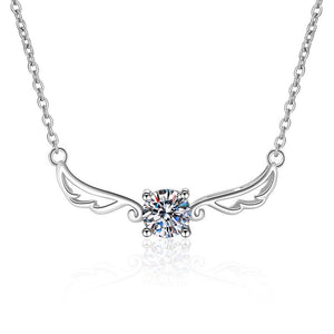Moissanite Angel Wing Pendant Necklace - Perimade & Co.