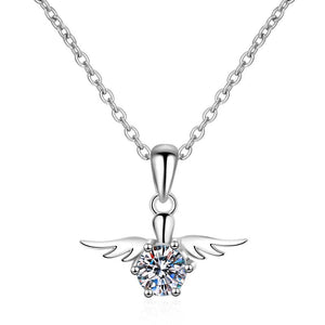 Moissanite Angel Wing Pendant Necklace - Perimade & Co.