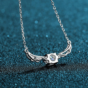 Moissanite Angel Wing Pendant Necklace - Perimade & Co.