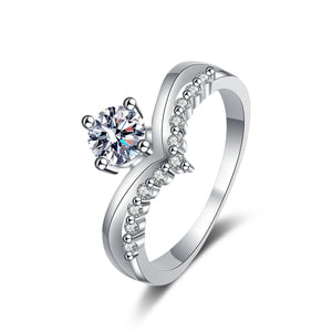 Moissanite Crown Tiara Pave Engagement Ring - Perimade & Co.