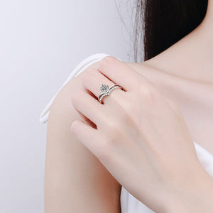 Moissanite Crown Tiara Pave Engagement Ring - Perimade & Co.