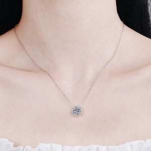 Moissanite Halo Circle Pendant Necklace - Perimade & Co.