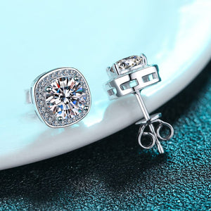 Moissanite Halo Wedding Stud Earrings - Perimade & Co.