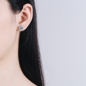 Moissanite Halo Wedding Stud Earrings - Perimade & Co.
