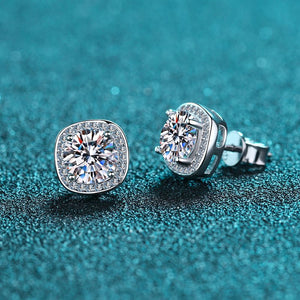 Moissanite Halo Wedding Stud Earrings - Perimade & Co.