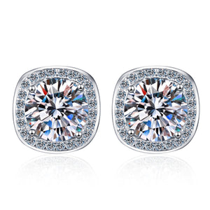 Moissanite Halo Wedding Stud Earrings - Perimade & Co.
