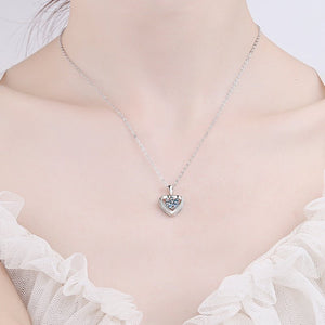 Moissanite Heart Charm Pendant Necklace - Perimade & Co.