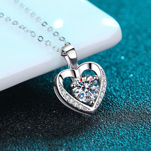 Moissanite Heart Charm Pendant Necklace - Perimade & Co.