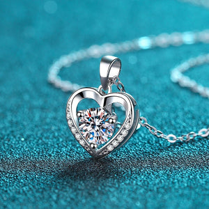 Moissanite Heart Charm Pendant Necklace - Perimade & Co.