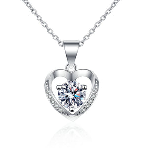 Moissanite Heart Charm Pendant Necklace - Perimade & Co.