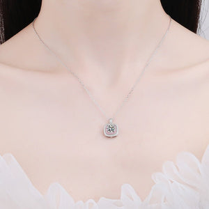 Moissanite Pink Halo Pendant Necklace - Perimade & Co.