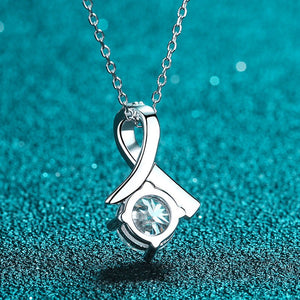 Moissanite Ribbon Charm Pendant Necklace - Perimade & Co.