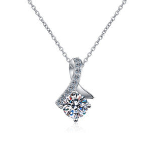 Moissanite Ribbon Charm Pendant Necklace - Perimade & Co.