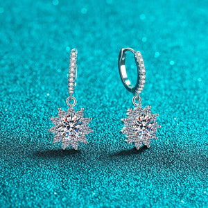 Moissanite Snowflake Drop Hoop Earrings - Perimade & Co.