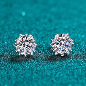 Pair of diamond stud earrings on a teal background