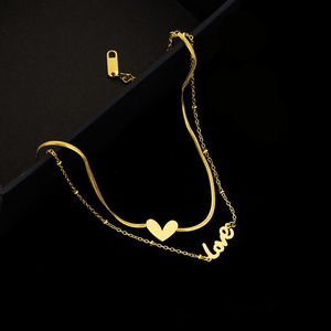 Monogram Love Heart Double Chain Anklet - Perimade & Co.