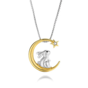 Moon Star Bunny Rabbit Charm Necklace - Perimade & Co.